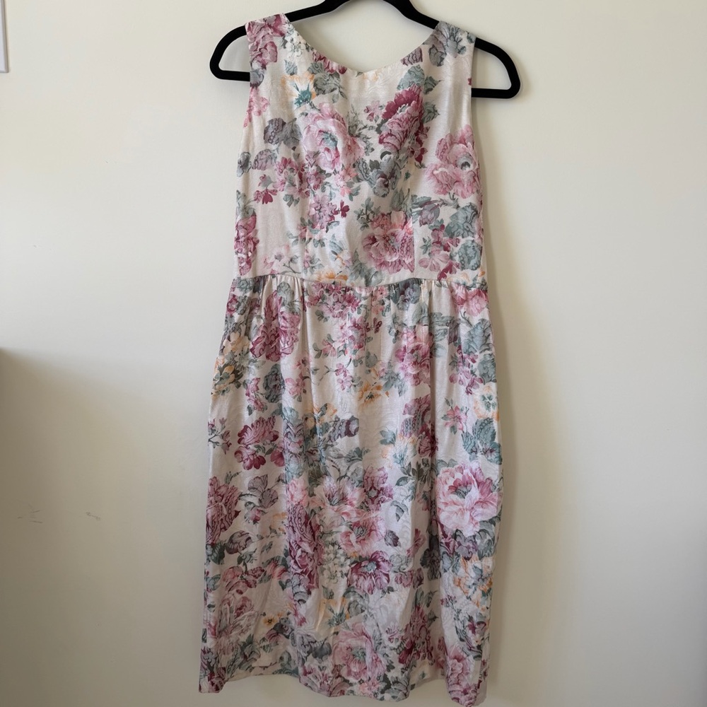 Petite Lanz Sleeveless Floral Midi Dress Cottage core Pink & White Size 6